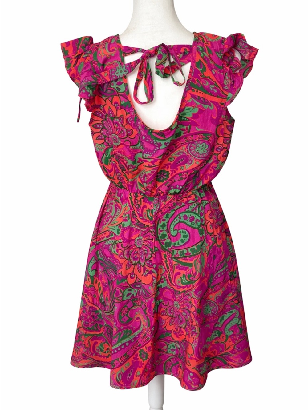 Shein Vibrant Pink Paisley Floral Fit & Flare Dress - Picture 3 of 3